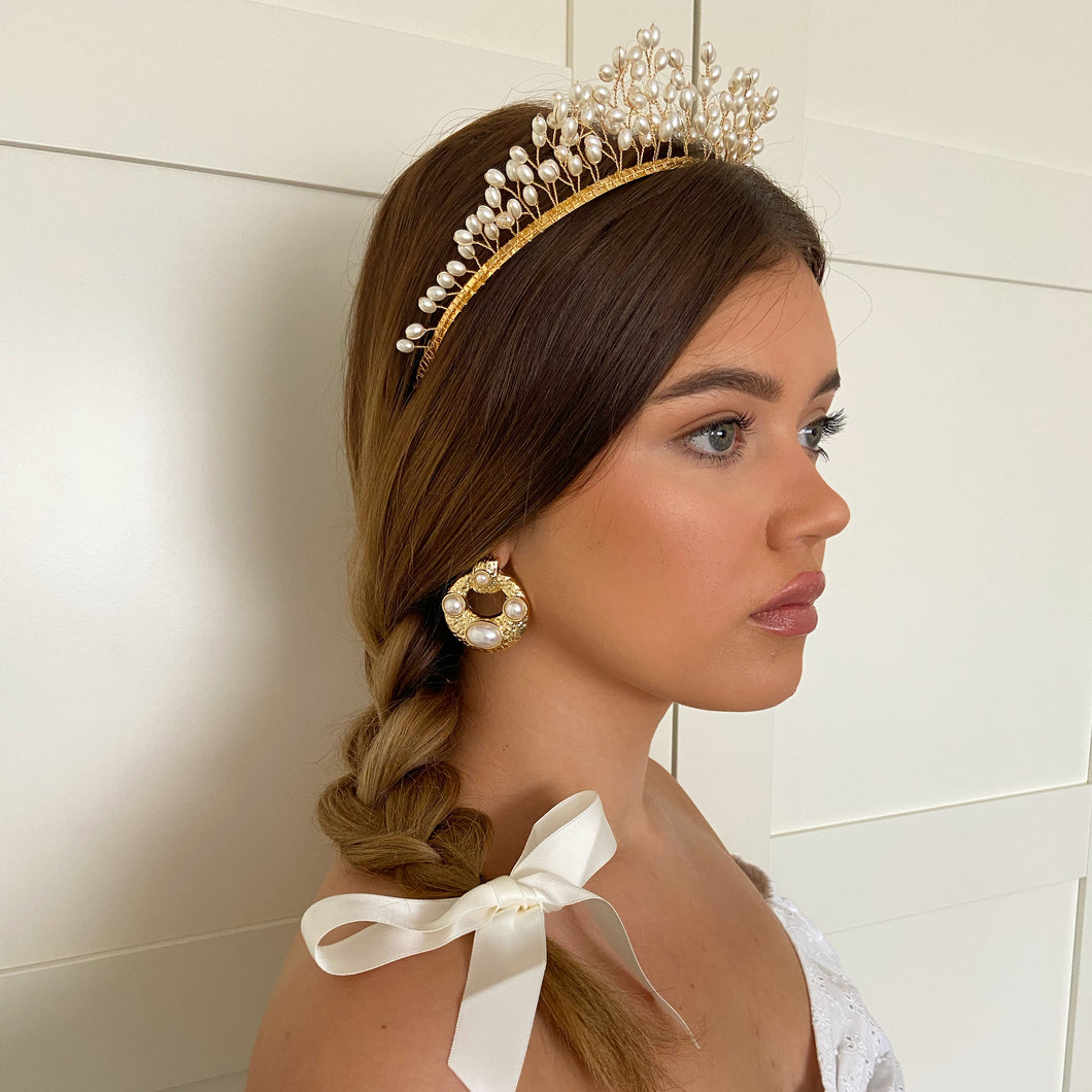 Everdeen  ➺ Gold Pearl bridal crown