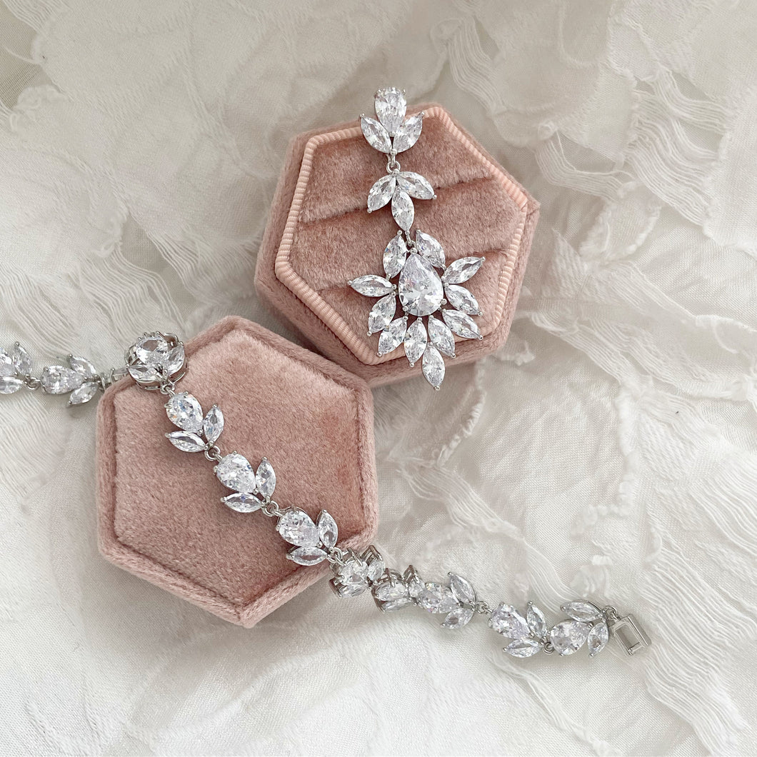 Ariella ➺ Statement silver chandelier zirconia earrings