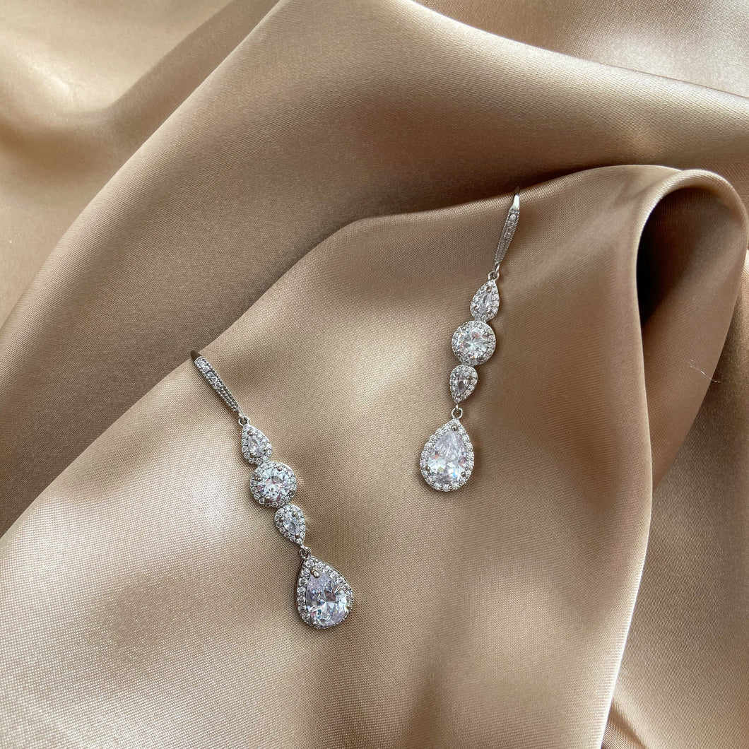 Alexandra ➺ Long teardrop crystal bridal earrings